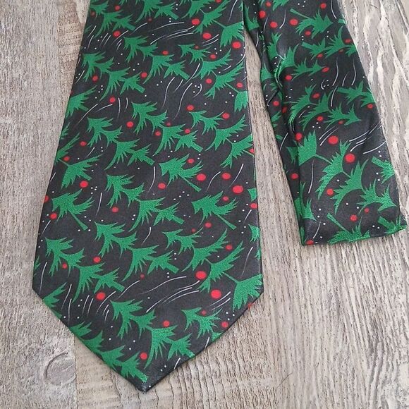 Christmas Necktie Christmas Party Fun Christmas Theme Print Tie Christmas trees - Picture 2 of 5